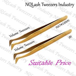 แหนบดัดขนตาปลายโค้งสีทองสแตนเลสแบบใหม่ / แหนบต่อขนตา - Product Image 3