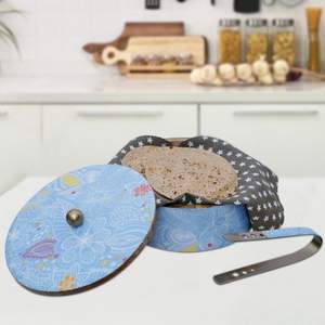 กล่องใส่โรตีไม้คุณภาพสูงสุด พร้อมหูจับโลหะและที่คีบ ภาชนะใส่อาหารสำหรับเก็บโรตี - Product Image 3