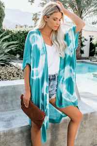 เดรสกิโมโนผ้าทอของผู้หญิงหรูหราขนาดใหญ่พิเศษเสื้อสเวตเตอร์ถักยาวครึ่งแขนสไตล์ธรรมชาติสำหรับวันหยุดพักผ่อน/ชายหาด - Product Image 4