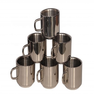 แฟนซีสแตนเลสคู่ผนังถ้วยและจานรอง - Product Image 1