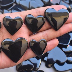Cabochons en Onyx Noir Rectangulaires et en Forme de Cœur en Gros pour la Fabrication de Colliers - Product Image 2
