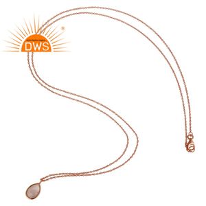 Colgante de cadena, venta al por mayor, joyería chapada en oro rosa al por mayor, plata 925, Cuarzo Rosa, fabricante de joyería de diseño de piedras preciosas - Product Image 2