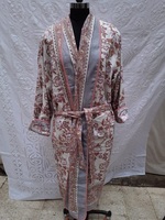 Kimono en tissu imprimé de qualité supérieure avec ceinture à nouer, robe de chambre réversible matelassée, confortable pour dormir et se préparer