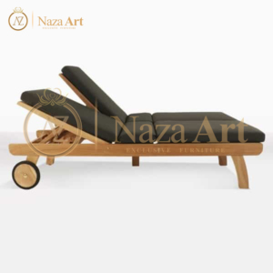 Teak Wood Double Sunbed Outdoor Sun Lounger With Waterproof <b>Cushion</b> For Outdoor Furniture And Hotel Furniture - Product Image 4
