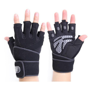 Leather Weight Lifting Body Building Gym Gloves Training Long Straps Gel Pad - Product Image 1