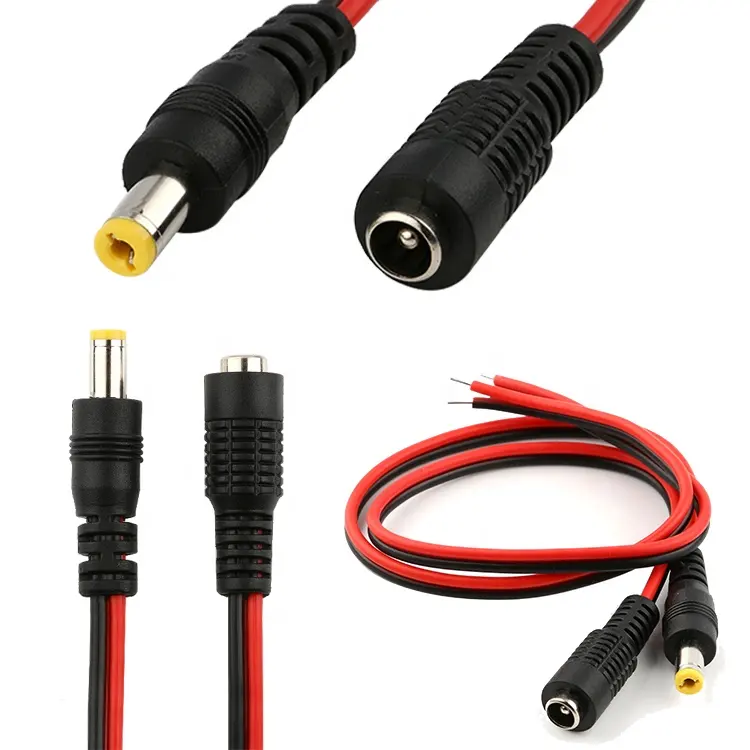 Kabel Adapter Jack Daya DC Pria dan Wanita, Kabel Ekstensi Daya 5.5 Dc 2.1Mm 5521 Mm 12V