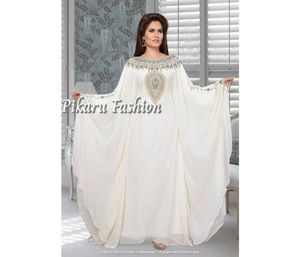 Abaya ชุดเดรสเพื่อนเจ้าสาวสีขาวปักลาย,ชุดเดรสผู้หญิงสไตล์อาหรับอิสลามแขนยาวค็อกเทลทำด้วยมือชุดเดรสชาติพันธุ์ - Product Image 2