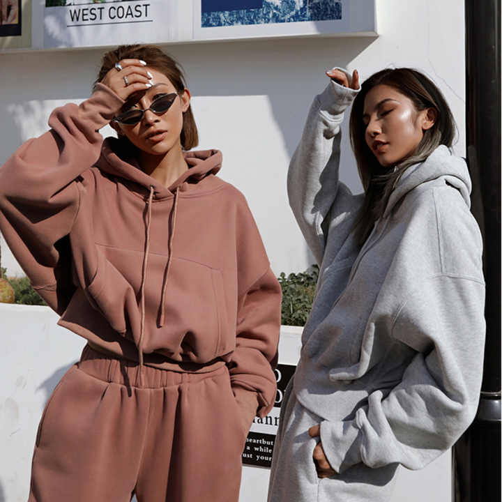 OEM Tracksuit 2024 Women'S Casual Solid Hooded Pocket Long Sleeve Pullover Women'S Hoodies & Sweatshirts