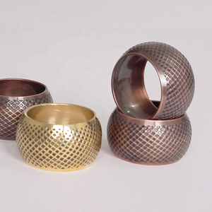 Handmade Elegant Ribbed Brass Napkin Ring Holder Eco-Friendly Antique Brass All-Season Metal <b>Table</b> Decor Dining Party Weddings - Product Image 1