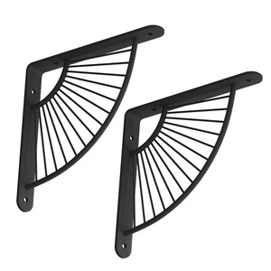 Industrial Decorative Right Angle L-Shaped <strong>Corner</strong> Brace <strong>Wall</strong> Mounted Black Iron Decorative <strong>Shelf</strong> Support - Product Image 5
