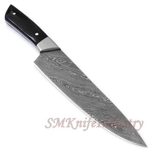 Juego de chef de cocina de acero inoxidable de Damasco moderno personalizado, pelado afilado, mango de Micarta negro, Funda de cuero, cubierta de acero al carbono - Product Image 2
