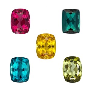 7X9mm Corte de cojín Natural MULTI TURMALINA Precio al por mayor Piedra preciosa suelta facetada de alta calidad NATURAL MULTI TURMALINA - Product Image 1