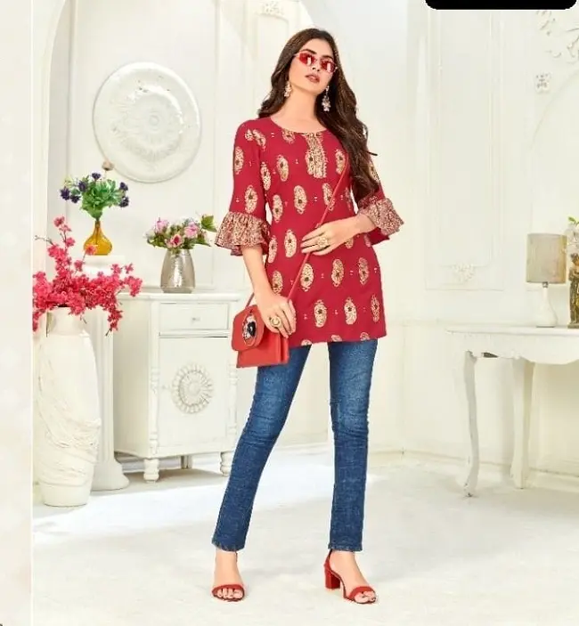 Neueste Designer Bunte indische und pakistani sche Frauen tragen bereit, boden lange Kurtis im Großhandel zu tragen Niedriger Preis Surat Mode