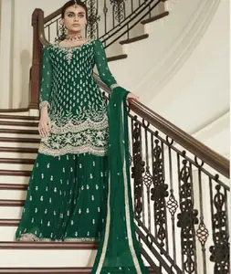 Traje Salwar Kameez de trabajo de bordado pesado de estilo de diseñador con Dupatta elegante para ropa de fiesta de mujer - Product Image 1