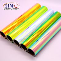 Película Autoadhesiva de PVC Holográfica Láser Sólida con Efecto Arcoíris Cromado, para Corte con Plotter, Vinilo Adhesivo para Corte