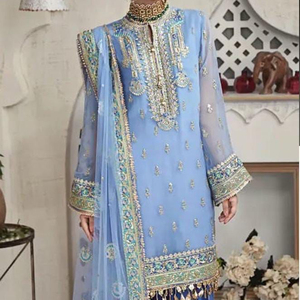 Robes en mousseline de soie brodées, vêtements de fête lourds, filet de fantaisie, expédition facile - Product Image 1