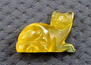 Fluorita Amarilla Natural, Gema Suelta Tallada en Forma de Gato, Cabujones para Decoración del Hogar, Venta al por Mayor, Grado AAA, 25x34 MM, Estrella - Product Image 2