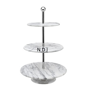 Modern Style Custom Finishing Rounded 3 Tier Folding <b>Marble</b> Eco-Friendly Dishwasher Safe <b>Cake</b> <b>Stand</b> Multi Functional <b>Cake</b> - Product Image 1