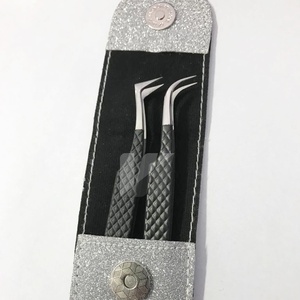 Pince à épiler d'extension de cils en acier inoxydable japonais de haute qualité pince à épiler Volume durable personnalisable poignée en diamant noir - Product Image 4