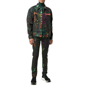 Contrasto Tye Tie Dye Jean Denim giacche <span class=keywords><strong>giacca</strong></span> moto 100% cotone Shell <span class=keywords><strong>uomo</strong></span> abbigliamento tessuto moda manica lunga <span class=keywords><strong>uomo</strong></span> Casual - Product Image 3