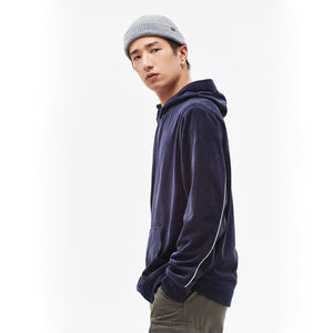 2024 New Arrival Men's Winter Solid <b>Velour</b> Hoodie High Quality Customizable Washed Plus Size Eco-Friendly <b>Sweatshirt</b> - Product Image 3