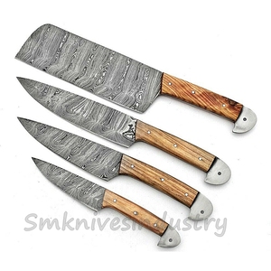 Grandsharp — ensemble de couteaux de Chef de cuisine élégants, faits à la main, damas avec kit en cuir (smk197), 04 pièces - Product Image 4