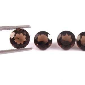 Gema Natural de cuarzo ahumado para fabricación de joyas, Gema redonda, facetada, calibrada, tamaño 5x5mm, precio al por mayor - Product Image 2
