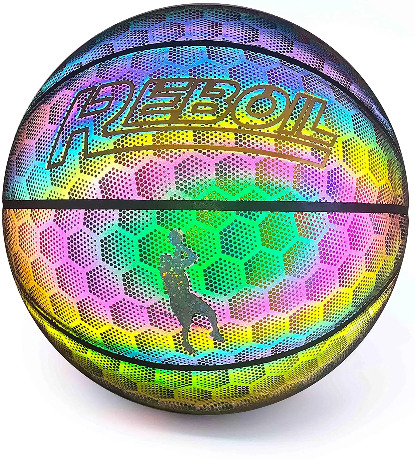 Smileboy Official Size and Weight Holographic Reflective Basketball Flash Glowing Luminous Basket Ball