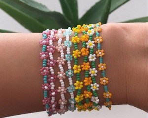 Daisy Flower Seed Bead Bracelet Colorful Dainty Jewelry Anklet Summer <b>Beach</b> <b>Accessory</b> Gifts for Her Mom - Product Image 1