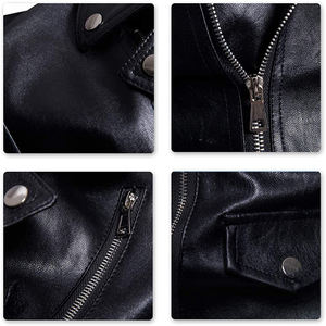 Veste de moto en cuir véritable matelassée pour homme pour l'hiver, élégante et durable, en cuir de vache - Product Image 4