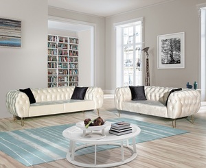 ชุดโซฟาสุดหรูกลิ่นวนิลาเก้าอี้โซฟาสไตล์เชสเตอร์ฟิลด์เฟอร์นิเจอร์ห้องนั่งเล่นหรูหราทันสมัย - Product Image 2