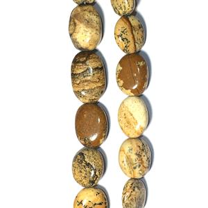 Cuentas de piedras preciosas sueltas de jaspe con imagen pulida de calidad natural, forma ovalada Lisa para fabricación de joyas para collares/pulseras - Product Image 3