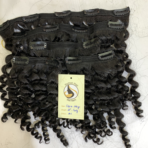 Non traité naturel 1B couleur Remy cheveux trame Machine profonde Curl cuticule aligné bouclés pince à cheveux humains Extension Non-chimique - Product Image 1