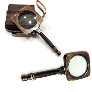 Designer Antique Brass Rectangular Shape <b>Magnifier</b> Glass With Leather Case New Design Magnifying Lens for <b>Reading</b> Map Inspection - Product Image 1