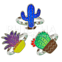 Nuovo Anello dell'Umore in Lega con Design a Cactus, Cambia Colore con la Temperatura, Misura Regolabile, Confezione Completa Philcha