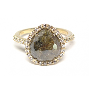 Anneau en forme de poire et poivre en diamant avec Halo 14k, bijou de fiançailles, nouvelle collection 1.55 - Product Image 1