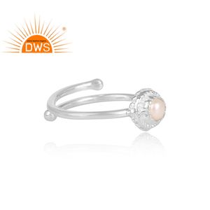 Bague en argent Sterling, anneau de déclaration en forme de couronne, fait à la main, perles blanches naturelles, vente en gros - Product Image 3