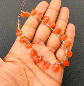 21 Cuentas de naranja facetadas Briolette con forma de pera de piedra preciosa de cornalina Natural de alta calidad para la fabricación de joyas - Product Image 3