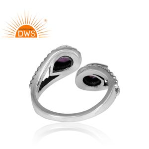 Elegante Anillo de Plata de Ley Oxidada con Gema de Amatista, Anillo de Compromiso, Fabricante de Joyería - Product Image 4