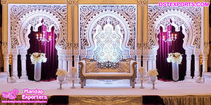 Magnífico Escenario Dorado para Bodas Indias Musulmanas, Decoraciones de Recepción Abierta con un Elegante Tema - Product Image 2