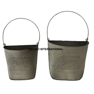 Best Seller Christmas Occasion Silver Plated With Handles Bucket & Other Storage Items Set of 2 Supplies - Product Image 1