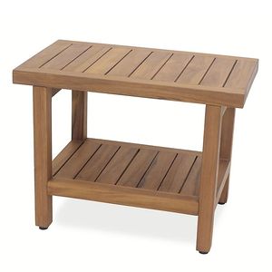 Banc de patio en bois moderne avec étagère de rangement, mobilier d'extérieur au design minimaliste, structure durable - Product Image 3