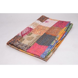 Handmade Throw Reversible <b>Blanket</b> Bedspread Vintage Kantha Quilt Cotton <b>Blanket</b> Gudari - Product Image 2