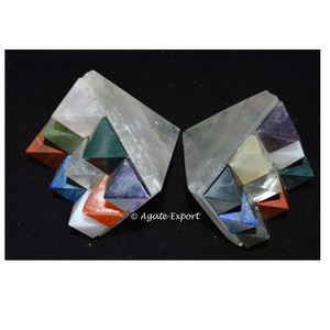 9 pirámides Grah Vastu, cristal infundido de cuarzo, piedras preciosas curativas religiosas, proveedor artesanal de tipo piedra de ágata - Product Image 1