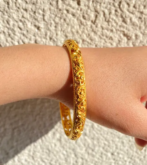 Bracelet en or massif gravé pour tout-petits, bijoux élégants pour femmes, fait à tout, nouvelle collection, 22k