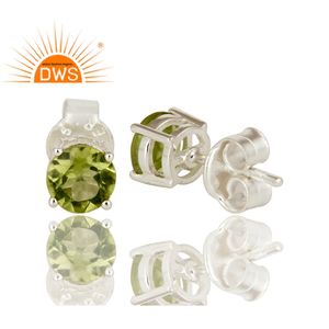 Nouvelle Forme Ronde 925 En argent fin Panier Ensemble Boucles D'oreilles Fournisseur De Bijoux Péridot Pierres Précieuses Boucles D'oreilles Bijoux Grossiste - Product Image 3