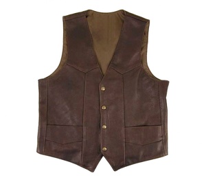 Chaleco de cuero de motociclista para hombre, Chaleco de cuero de vaca genuino para motocicleta, estilo de jinete clásico americano, Chaleco de cadena de metal para jinetes grupales - Product Image 2