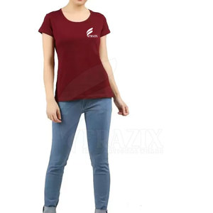 Women's Custom O-Neck Slim Fit Anti-Wrinkle Quick-drying Breathable T-Shirt for Summer 2024 <b>Plain</b> Dyed Wholesale - Product Image 4