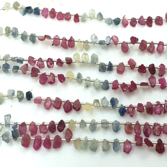 AAA Quality Drilled Rough Beads Natural Sapphire Ruby Gemstone 8mm 10mm Size Strand for Making Bracelet Multi Sapphire Beads