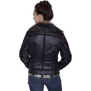 เสื้อแจ็คเก็ตหนังวัวแท้บุขนเทียมสำหรับผู้หญิง สไตล์ไฮสตรีท สีสั่งทำพิเศษ กันลม สำหรับฤดูหนาว - Product Image 6